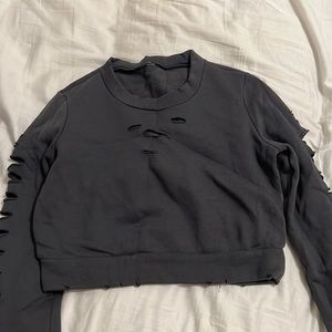 Alo cropped ripped sweatshirt